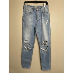 Topshop Tall Distressed Light Wash Tapered Slim Moto Jeans 100% Cotton Men's 28